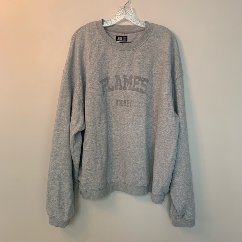 Line Flames Grey Crewneck Sweater Oversized XXXL
